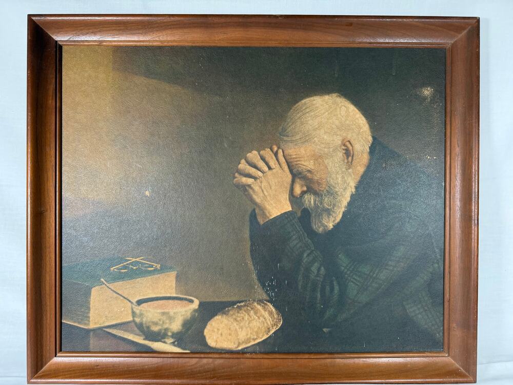Vintage Grace by Eric Enstrom Framed Artwork Religious Wall Art Old Man Praying